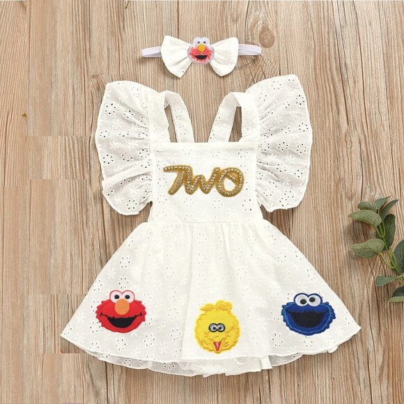 Elmo Dress Second Birthday Romper Dress Clothes Sesame Street outfit bodysuit - Picture 1 of 5